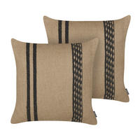 DEKOKISSEN 2er-Set Beige 45/45 cm Desalix - Beige/Schwarz, Naturmaterialen (45/45cm) - Beliani