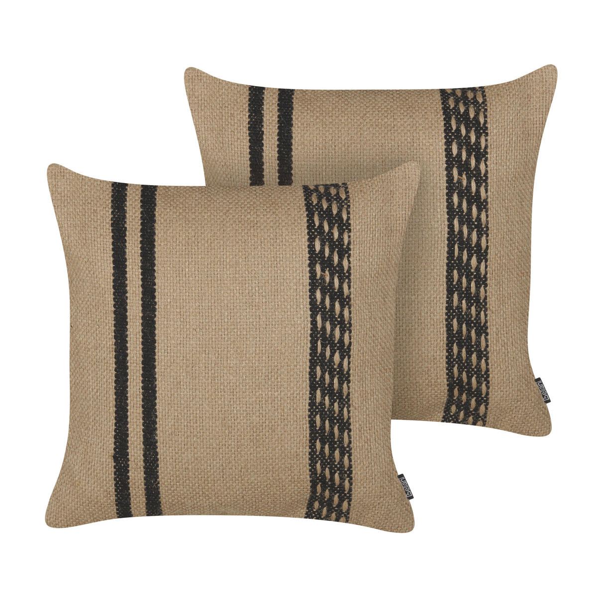 DEKOKISSEN 2er-Set Beige 45/45 cm Desalix - Beige/Schwarz, Naturmaterialen (45/45cm) - Beliani