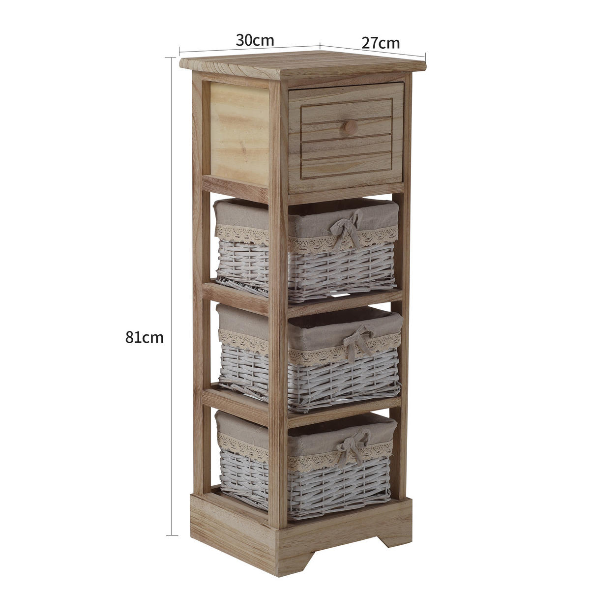 KOMMODE Braun 27/30/81 cm - Braun, Holz (27/81/30cm) - Mobili Rebecca