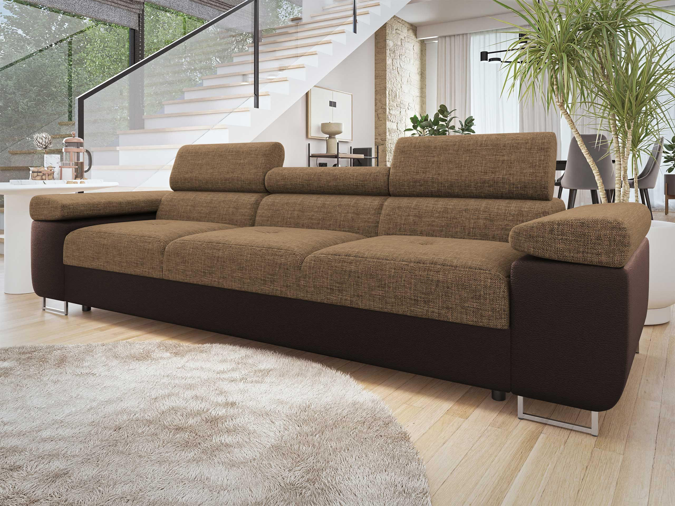 SOFA Torezio 3 - Braun, Holz/Textil (263/90/102cm) - MIRJAN24