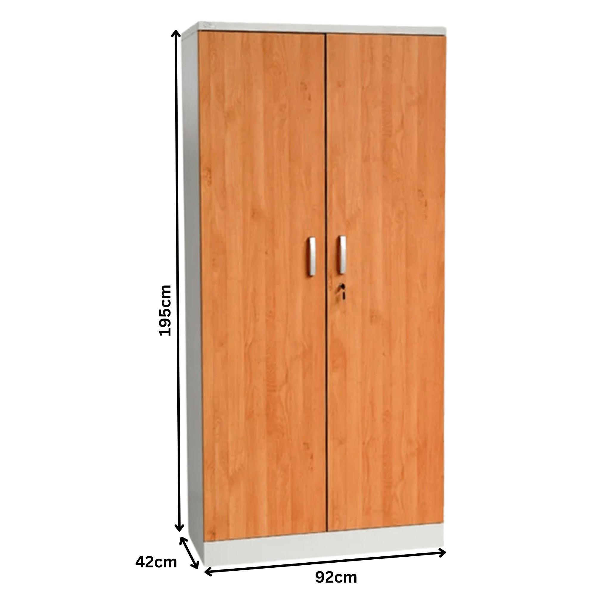 AKTENSCHRANK Beetle 4 Fachböden 195x92x42 cm Grau & Erle - Erlefarben, Metall (92/195/42cm)