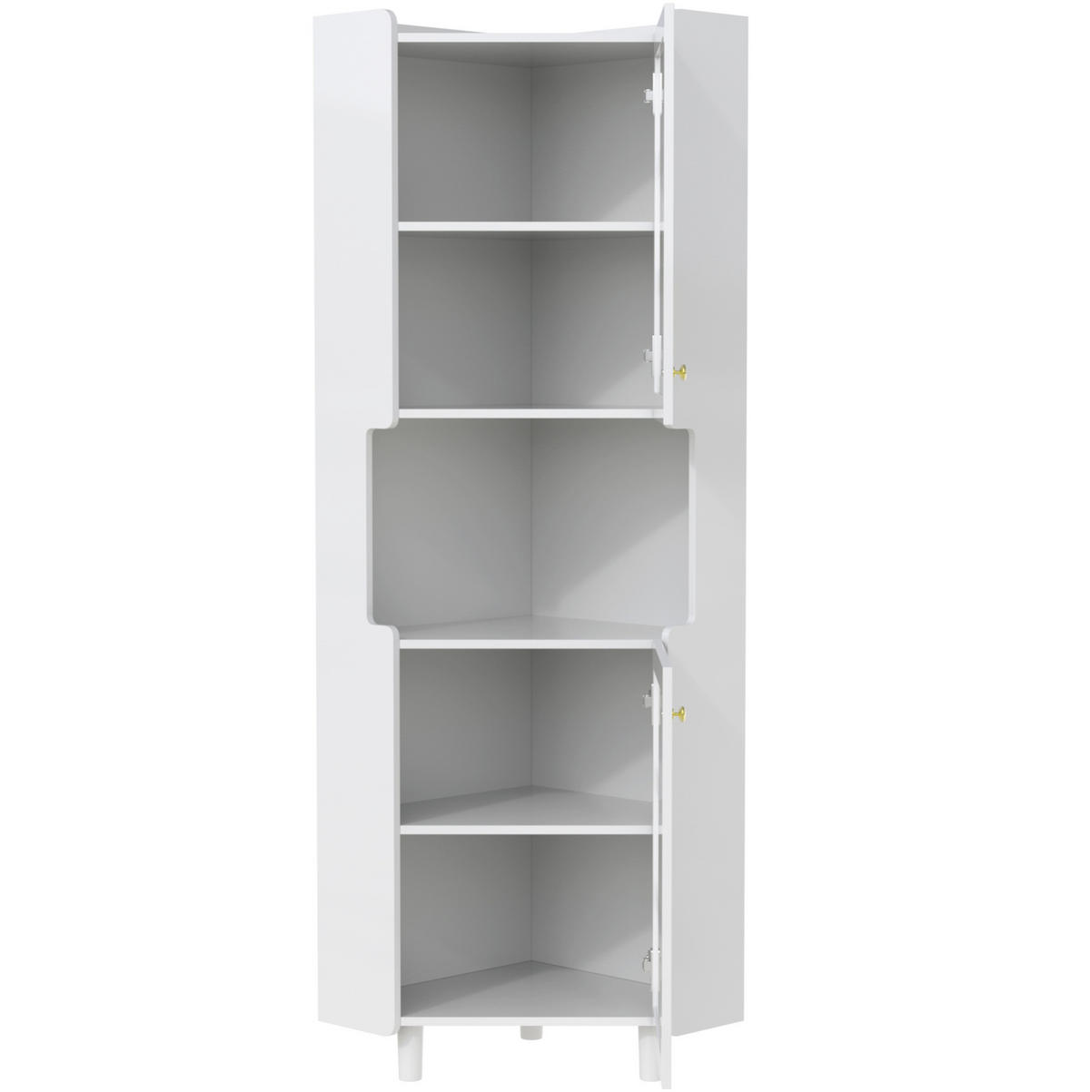 HOCHSCHRANK 63,5/63,5/157,5 cm aus MDF mit App-gesteuerter LED-Beleuchtung Weiß - Weiß, Holzwerkstoff (63.5/157.5/17cm) - Modenvie