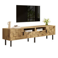 TV-SCHRANK Mosaik Lowboard 2 Türen 2 Schubladen Metallfüße - Naturfarben, Holzwerkstoff (35/42.5/160cm) - FLIEKS