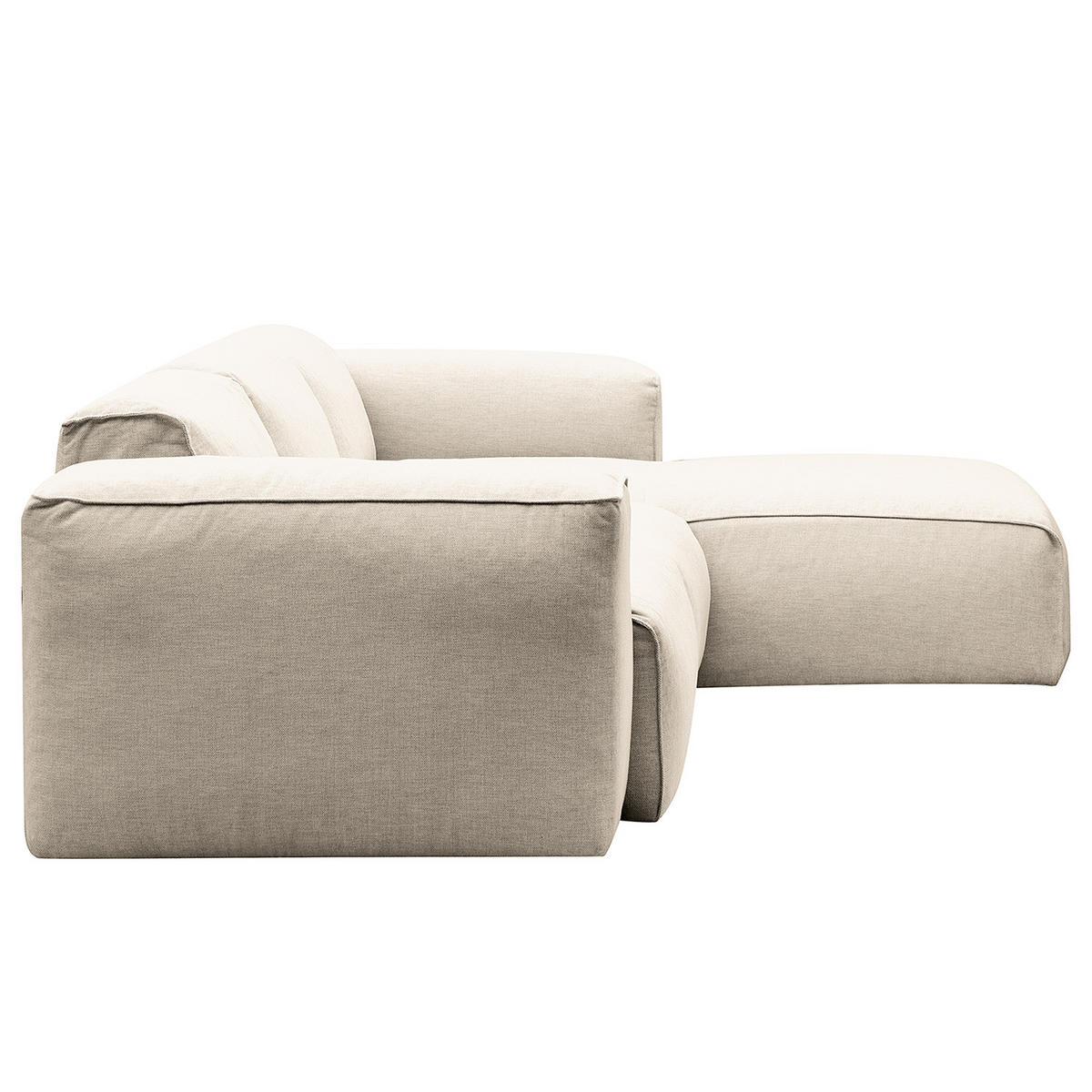 3-SITZER ECKSOFA mit Longchair - Beige/Schwarz, Kunststoff/Textil (251/173cm) - home24