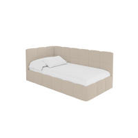 EINZELBETT Jugendbett mit Bettkasten Rechts, ohne Matratze - LIVY 80x200 Dunkelbeige - Mokka, Holzwerkstoff/Textil (80/200cm) - ALTDECOR