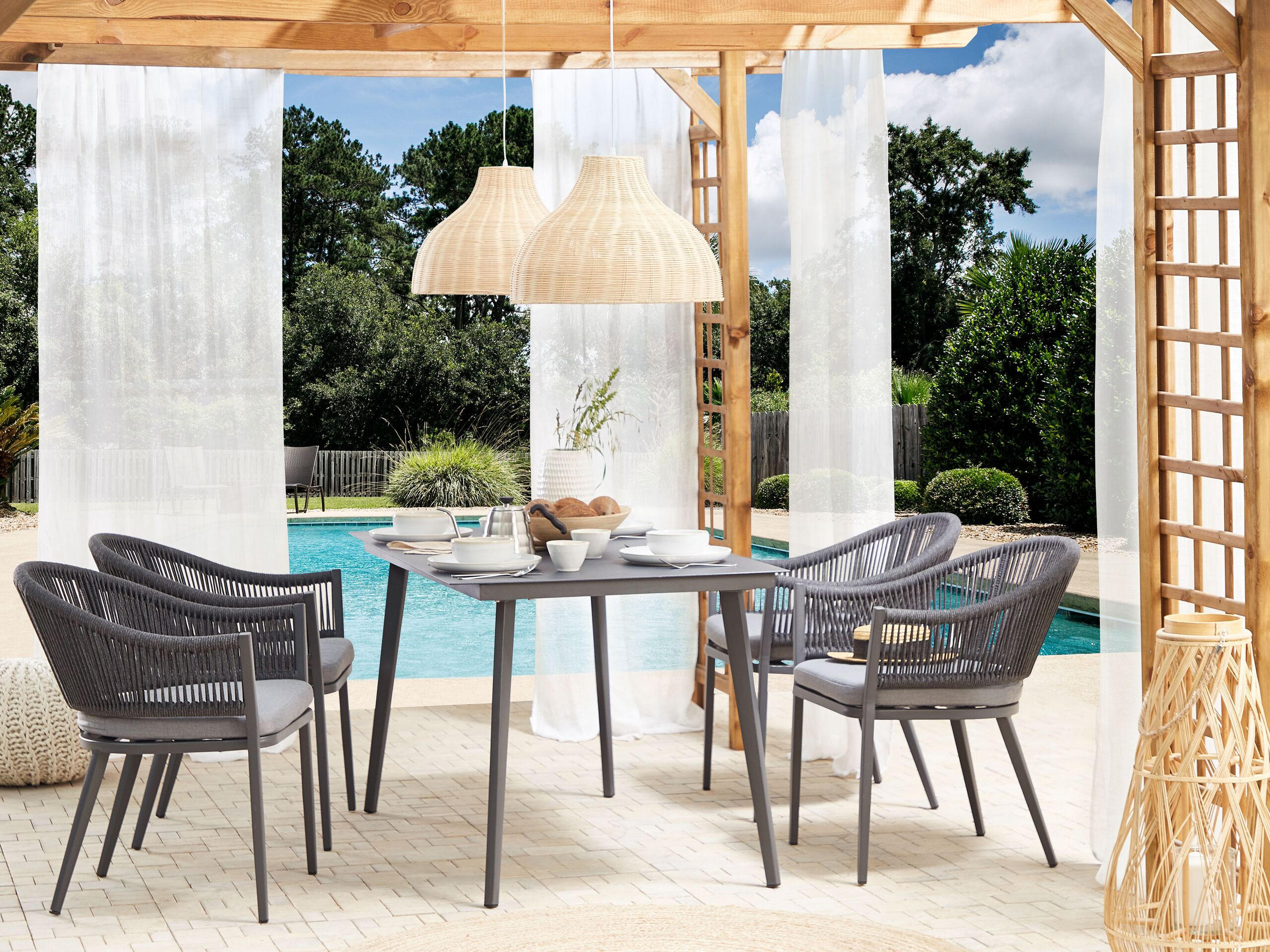 GARTENTISCH Aluminium grau 140/80 cm Mileto - Grau, Metall (80/140/75cm) - Beliani