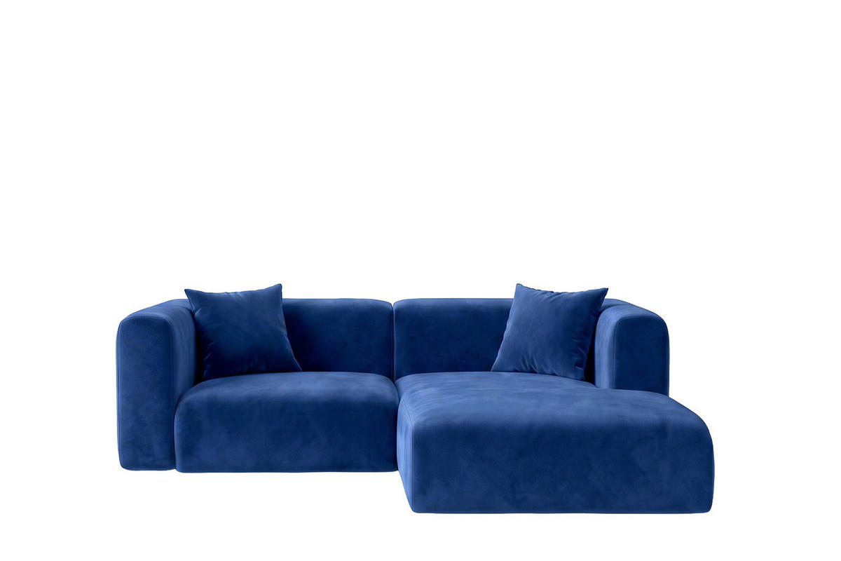 ECKSOFA L-Form mini, Velvet-Stoff Bluvel, Tintenblau, Rechts, GRETA - Blau, Holz (226/179cm) - Kaiser Möbel