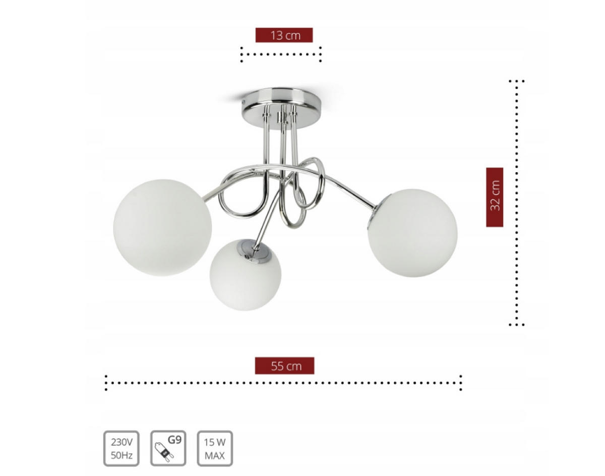 DECKENLEUCHTE SILBER - Weiß Hochglanz/Silberfarben, Glas/Metall (55/55/32cm) - kiki design