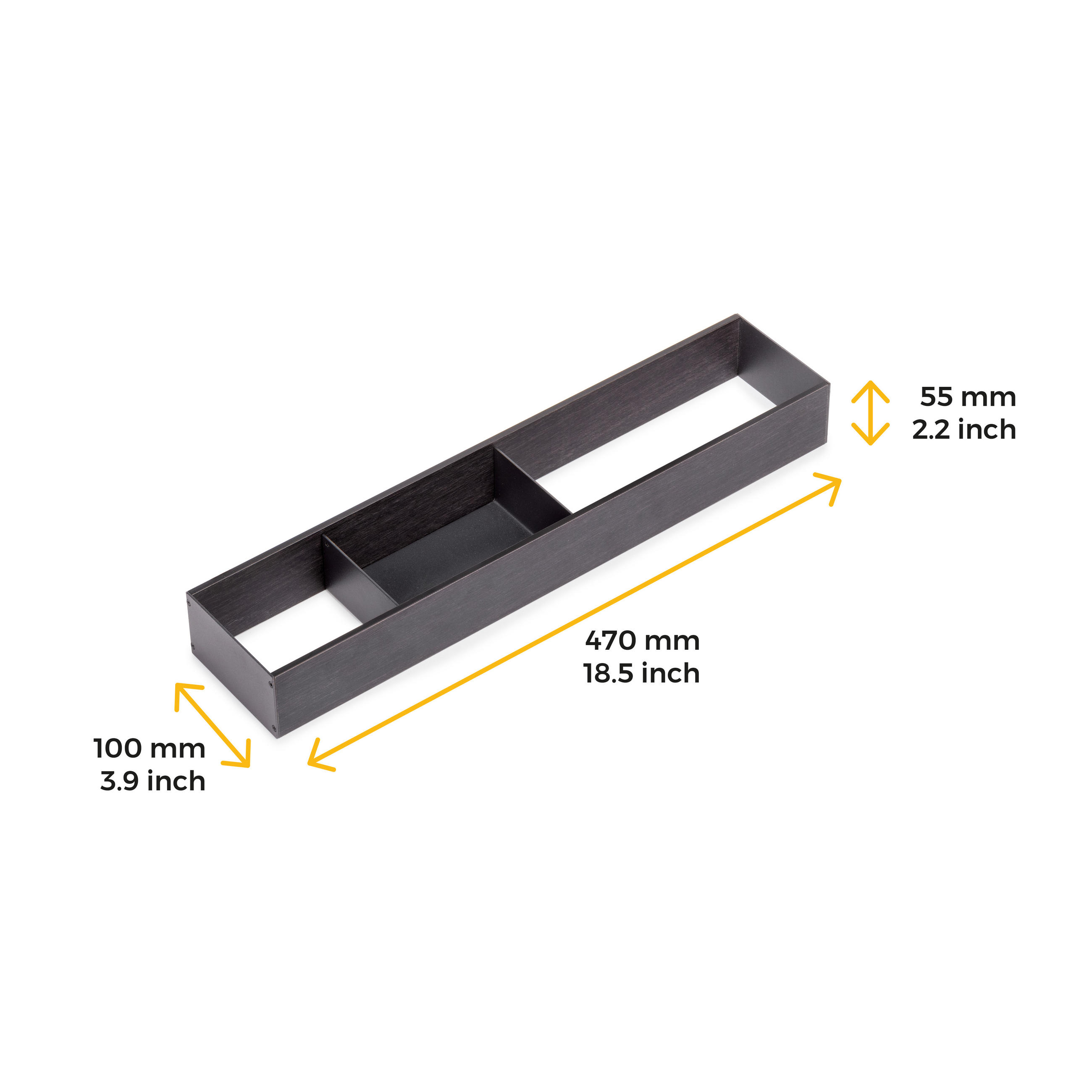 SCHUBLADENORGANISATOR Orderbox, 100x470mm, Stahl und Holz, Anthrazitgrau - Anthrazit, Metall (5.5/10/47cm) - EMUCA