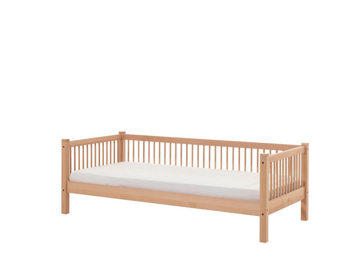 TAGESBETT Kelci 90x200 Bettschublade Rand Rausfallschutz Buche massiv - Buchefarben, Holz (90/200cm) - 58aufmkessel