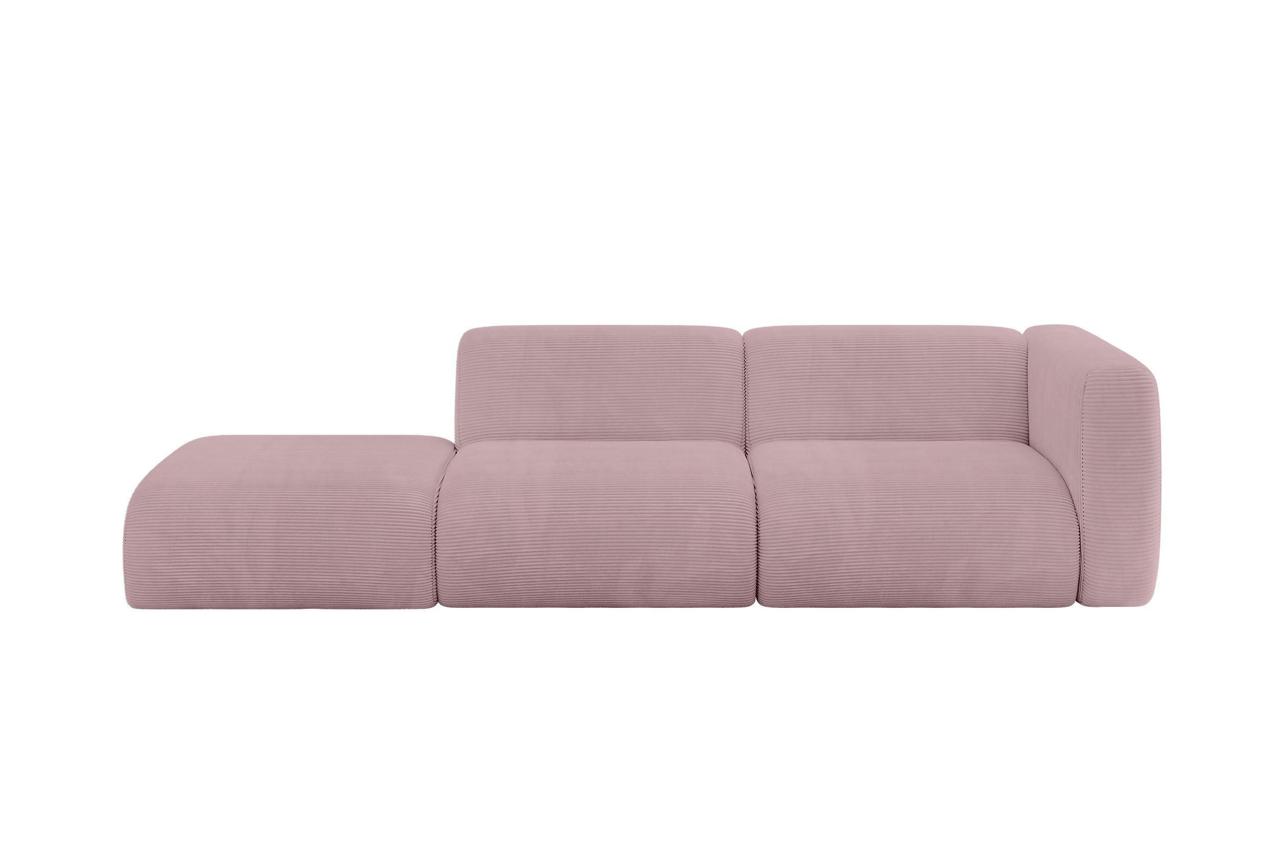 POHOVKA S PRAVOU OTOMANOU MIRA-S3 296x89x70 Růžová Manšestr - růžová/černá, kompozitní dřevo/textil (296/70/89cm) - ALTDECOR
