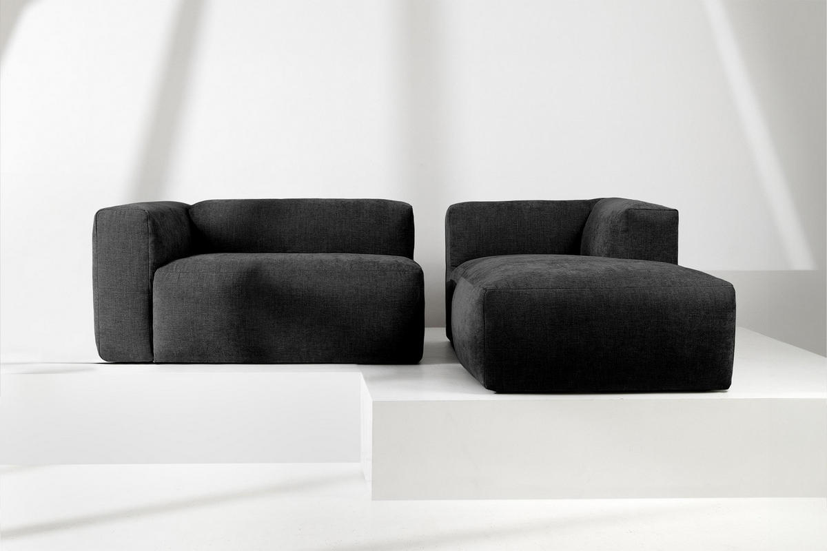 ECKMODULSOFA-RECHTS BUFFO 3/4 Sitzer mit extrem weicher Sitzfläche, Gewebestoff, graphit - Graphitfarben, Textil (237/180cm) - KONSIMO®