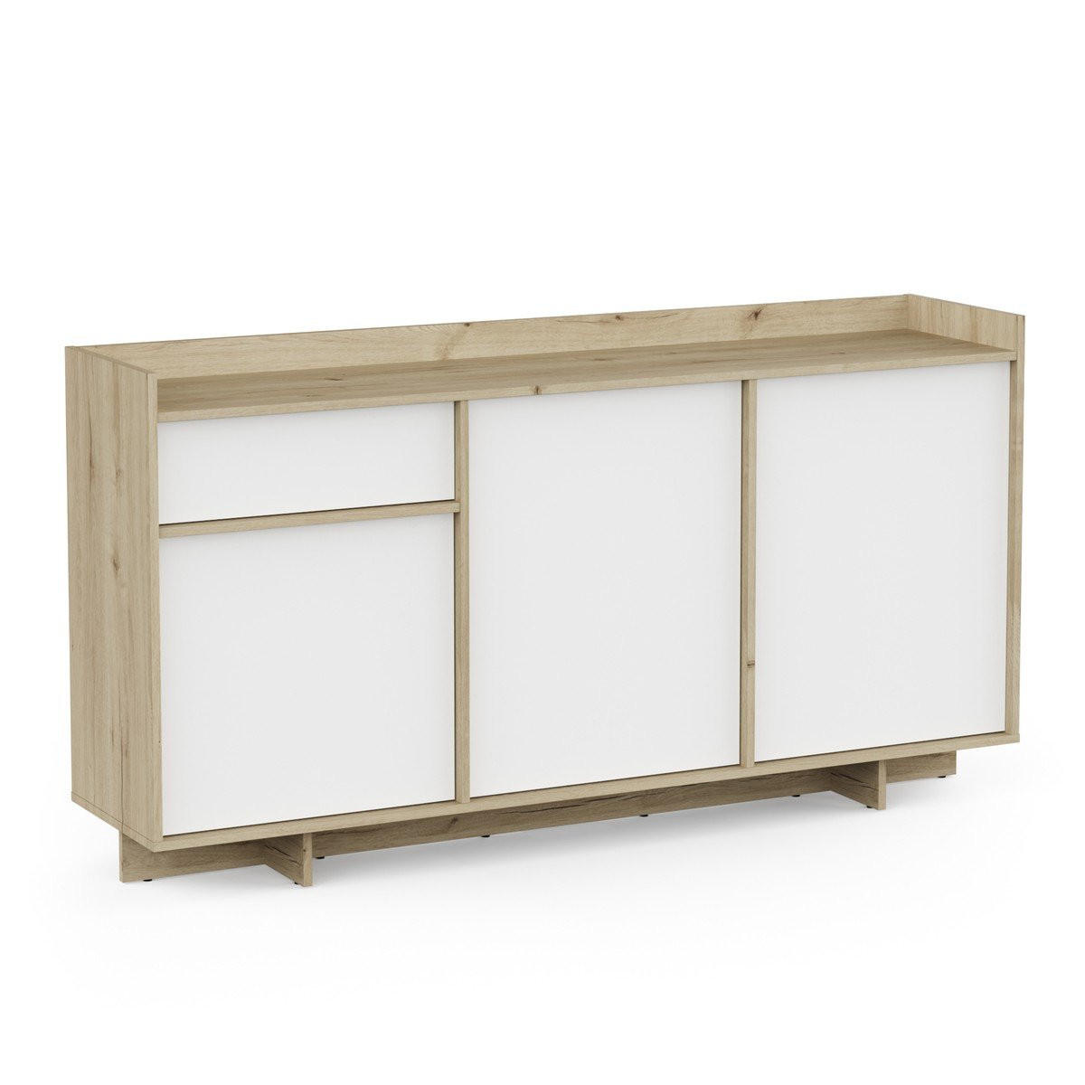 SIDEBOARD mit 3 Türen und 1 Schublade, Dekor Eiche royal und Weiß 157,4/35,9/82,3 cm - Apfelbaumfarben, Holzwerkstoff (35.9/82.3/157.4cm) - Calicosy