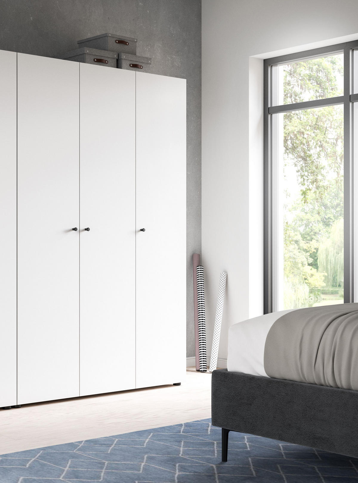 KLEIDERSCHRANK 3-türig DARWIN (B/H/T: ca. 120/176/51 cm) in Weiß/weiß - Weiß, Holzwerkstoff (120/176/51cm)