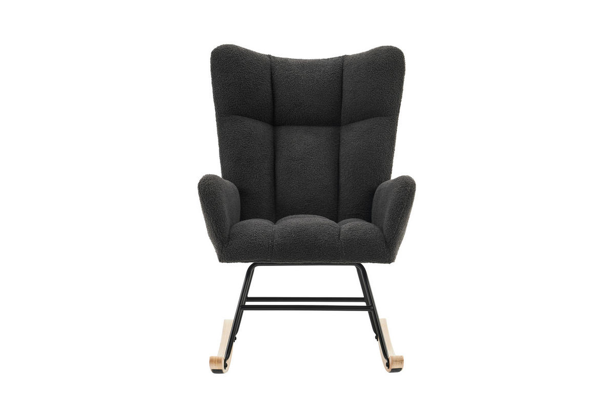 SCHAUKELSTUHL mit hoher Rückenlehne, Armlehnen Teddy-Samt 95/53,5/91 cm Grau - Grau, Textil (53.5/91/95cm) - Redom