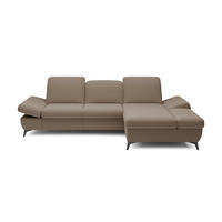 ECKSOFA FELICE R-S Braun Geflochtener Stoff mit Schlaffunktion - Braun, Holz (284/166cm) - MASSENO