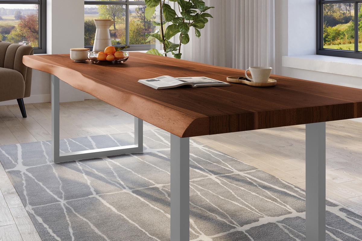 ESSTISCH TITAN - Silberfarben/Braun, Holz (110/280/79cm) - SAM