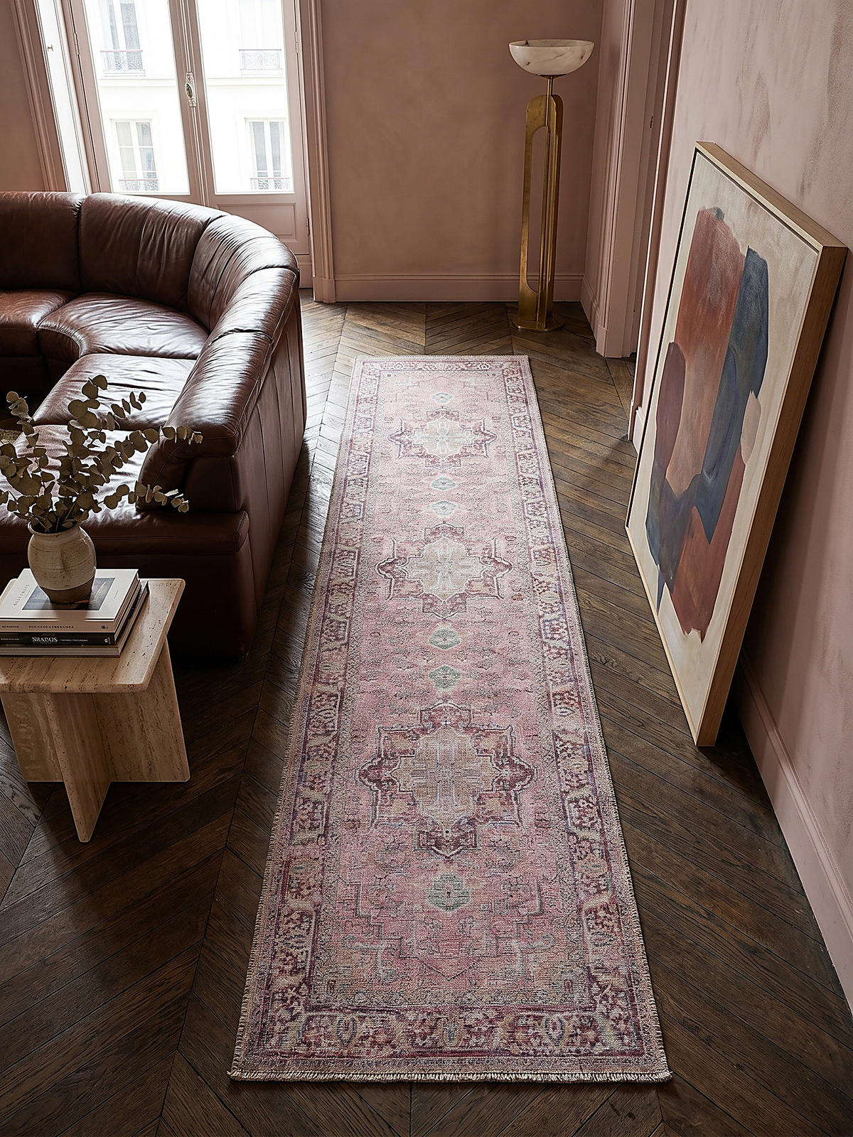 TEPPICH maschinenwaschbar Vintage-Design, recycelt HALD, Rosa 60x230 cm - Rosa, Textil (230/60cm) - KADIMA DESIGN