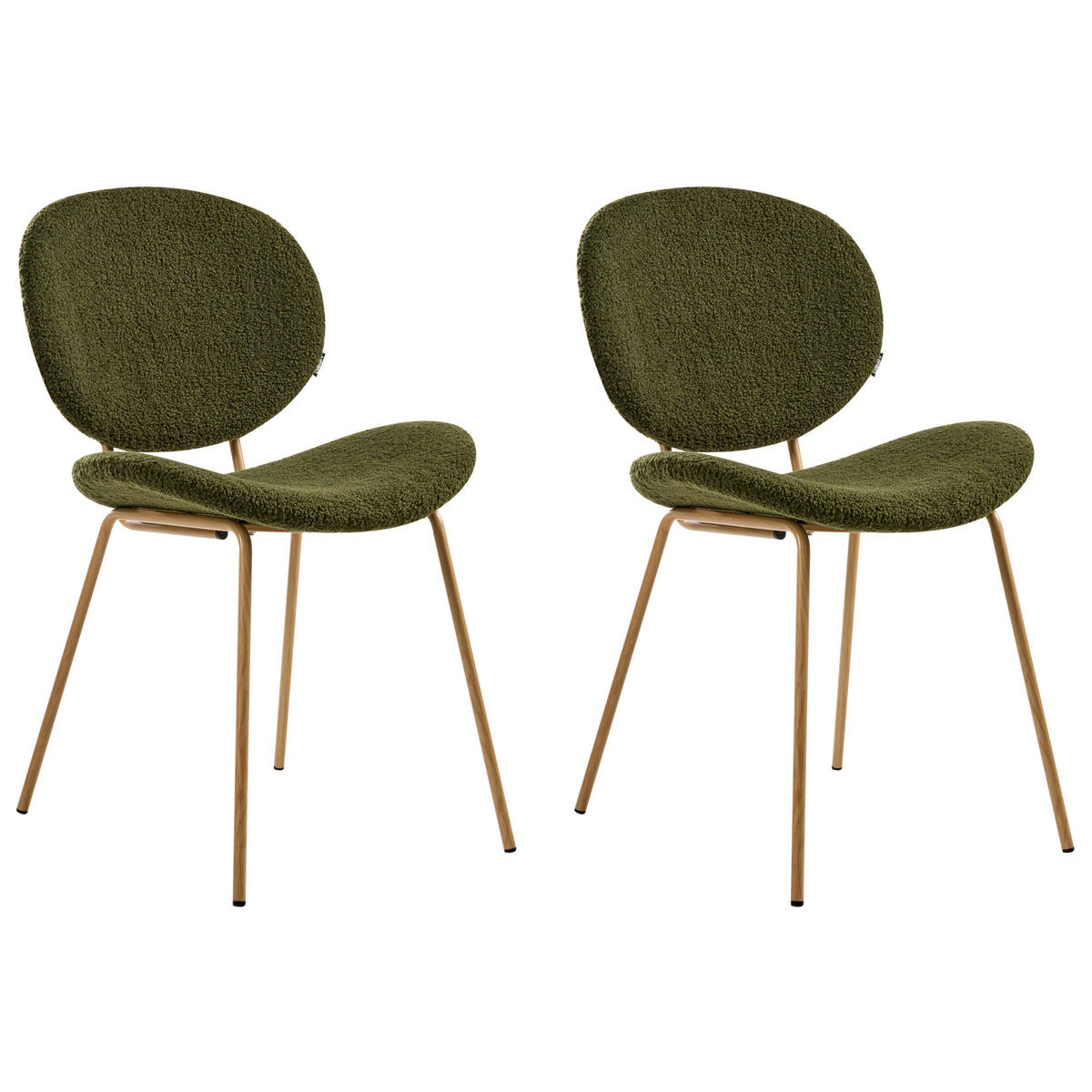 ESSZIMMERSTUHL 2er-Set Hellbraun/Dunkelgrün Luana - Hellbraun/Dunkelgrün, Textil (50/80/52cm) - Beliani