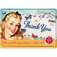 MINIBLECHSCHILD 10/14 cm Say it 50's Thank You Girl - Multicolor, Metall (14/10/0.1cm) - Nostalgic-Art