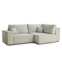 ECKSOFA MIT SCHLAFFUNKTION Tonga Creme Webstoff - Creme/Schwarz, Holz/Holzwerkstoff (255/105cm) - Maison de Reve