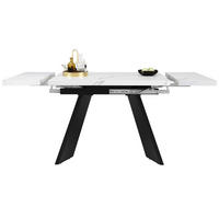 ESSTISCH ausziehbar, MDF in Marmoroptik mit Metallgestell, 99-159/74/77 cm, Weiß/Schwarz - Weiß, Holzwerkstoff (159/74/77cm) - Redom