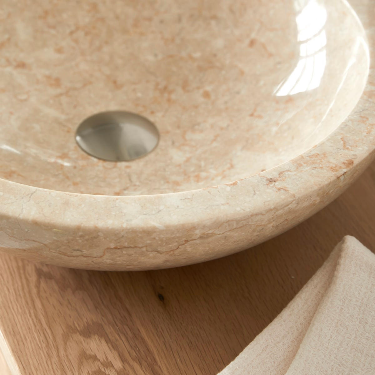 WASCHBECKEN Calypso Beige aus Marmor - Beige, Stein (43/12/43cm) - Tikamoon