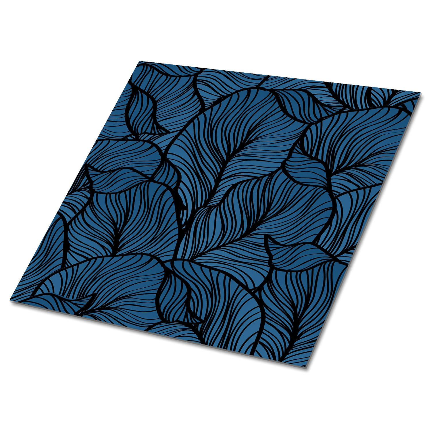 FLIESENAUFKLEBER 9 Stück 30x30 cm selbstklebend Retro-Blätter - Blau, Textil (30/1.6/30cm) - TULUP