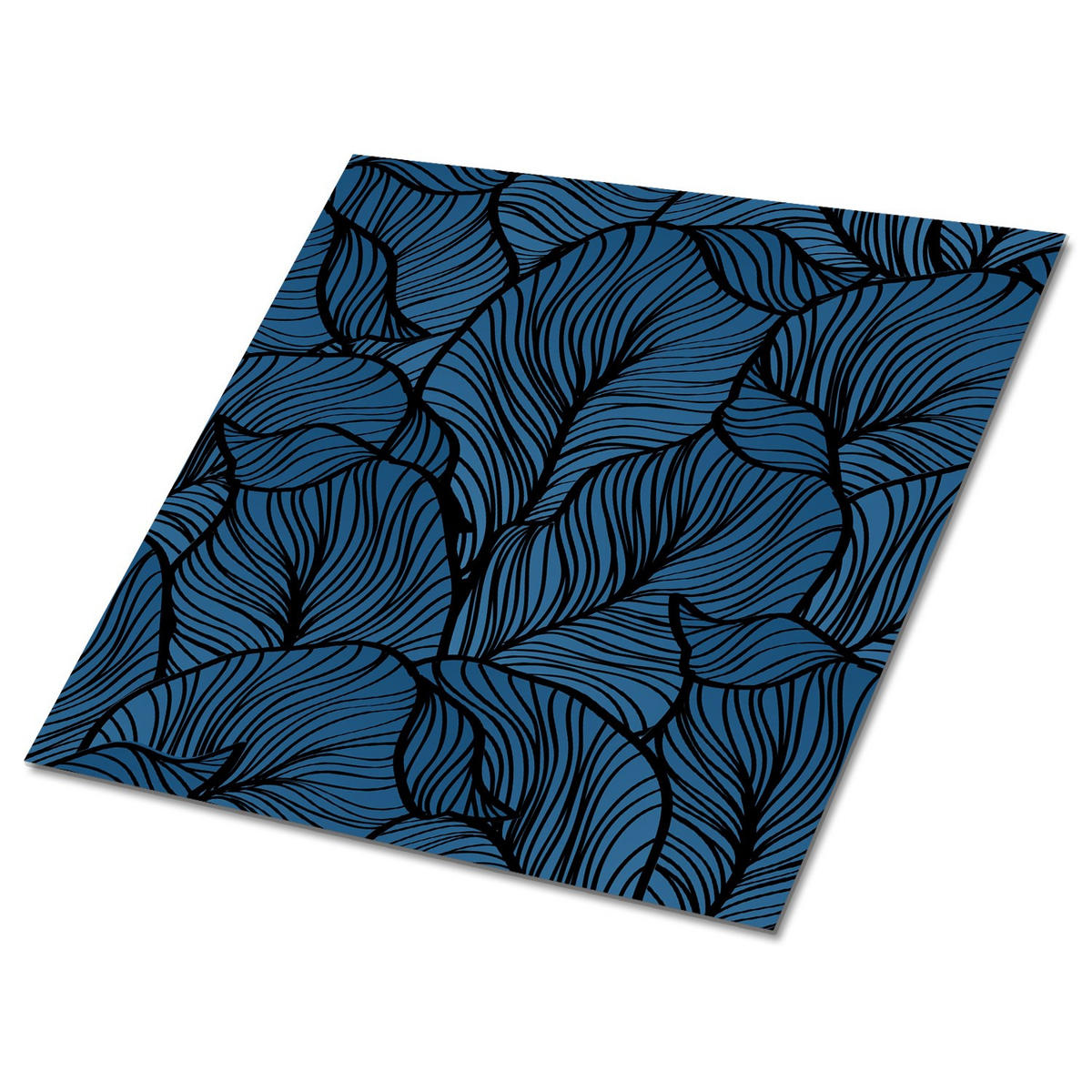 FLIESENAUFKLEBER 9 Stück 30x30 cm selbstklebend Retro-Blätter - Blau, Textil (30/1.6/30cm) - TULUP