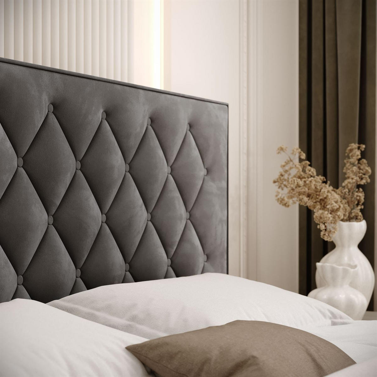 POLSTERBETT INEZ mit Bettkasten 160x200 cm Royal Velvet 185 - Graphitfarben, Textil (160/200cm) - Lookway