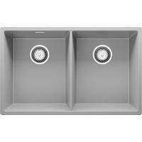 UNTERBAUSPÜLE GRANIT London Twin, 2-er set Grau 76/47 cm 2 Becken + Ablauf-Set ab 80er Unterschrank - Chromfarben/Grau, Kunststoff (76/20/47cm) - Primagran