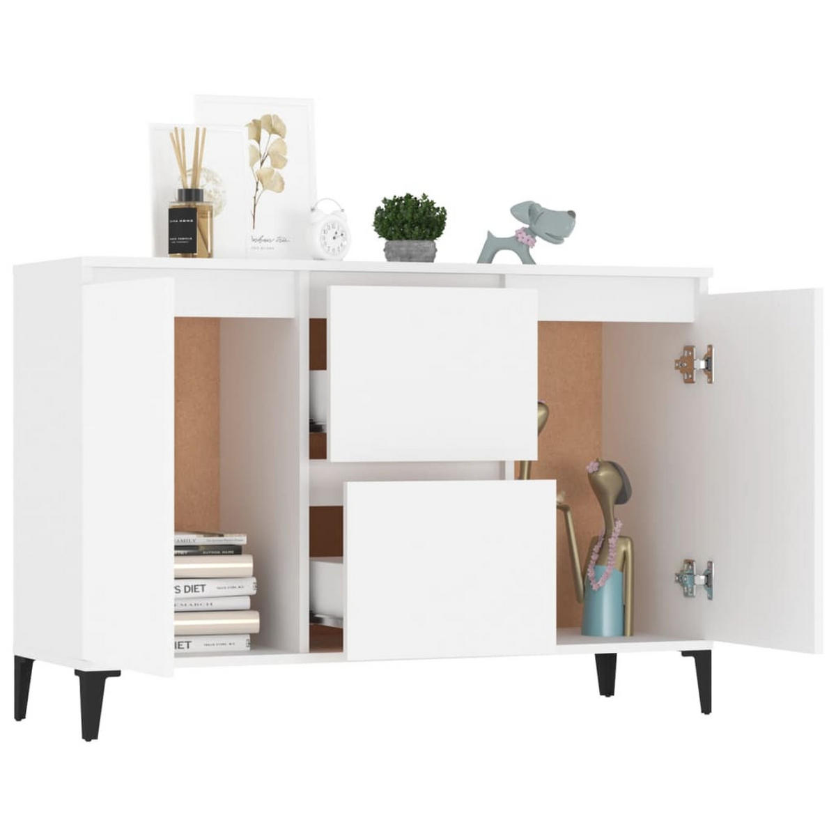 SIDEBOARD Weiß 102x35x70 cm Holzwerkstoff - Weiß, Holzwerkstoff (104/70/35cm) - furnicato