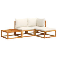 GARTENSOFA-SET 4-TLG. Mit Kissen Holz Akazie & Rattan - Braun, Holz - vidaXL