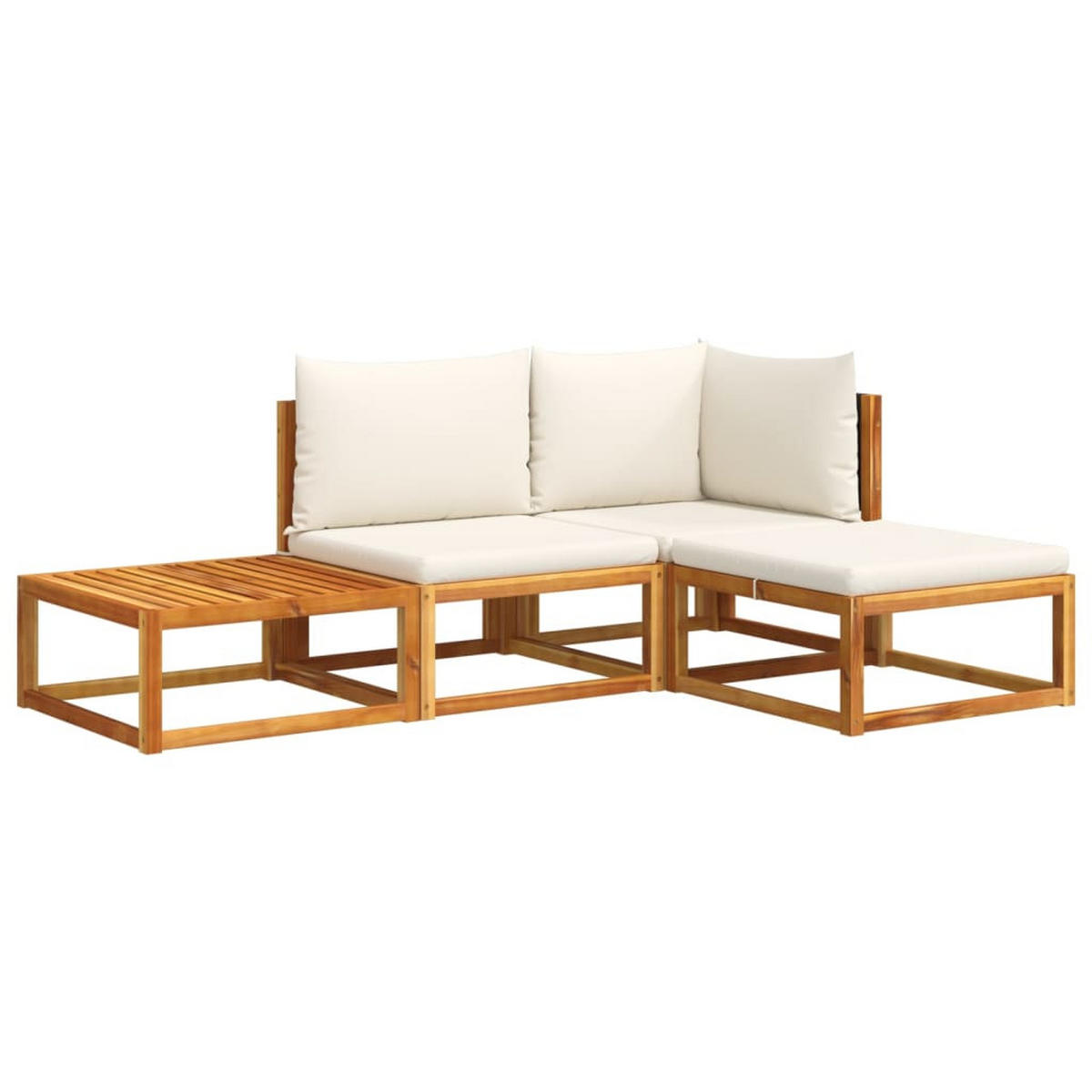 GARTENSOFA-SET 4-TLG. Mit Kissen Holz Akazie & Rattan - Braun, Holz - vidaXL