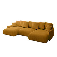 WOHNLANDSCHAFT mit Schlaffunktion und Bettkasten ONESK-U-v1 304x165x40 Senfgelb Cord - Currygelb, Holzwerkstoff/Kunststoff (304/90/165cm) - ALTDECOR