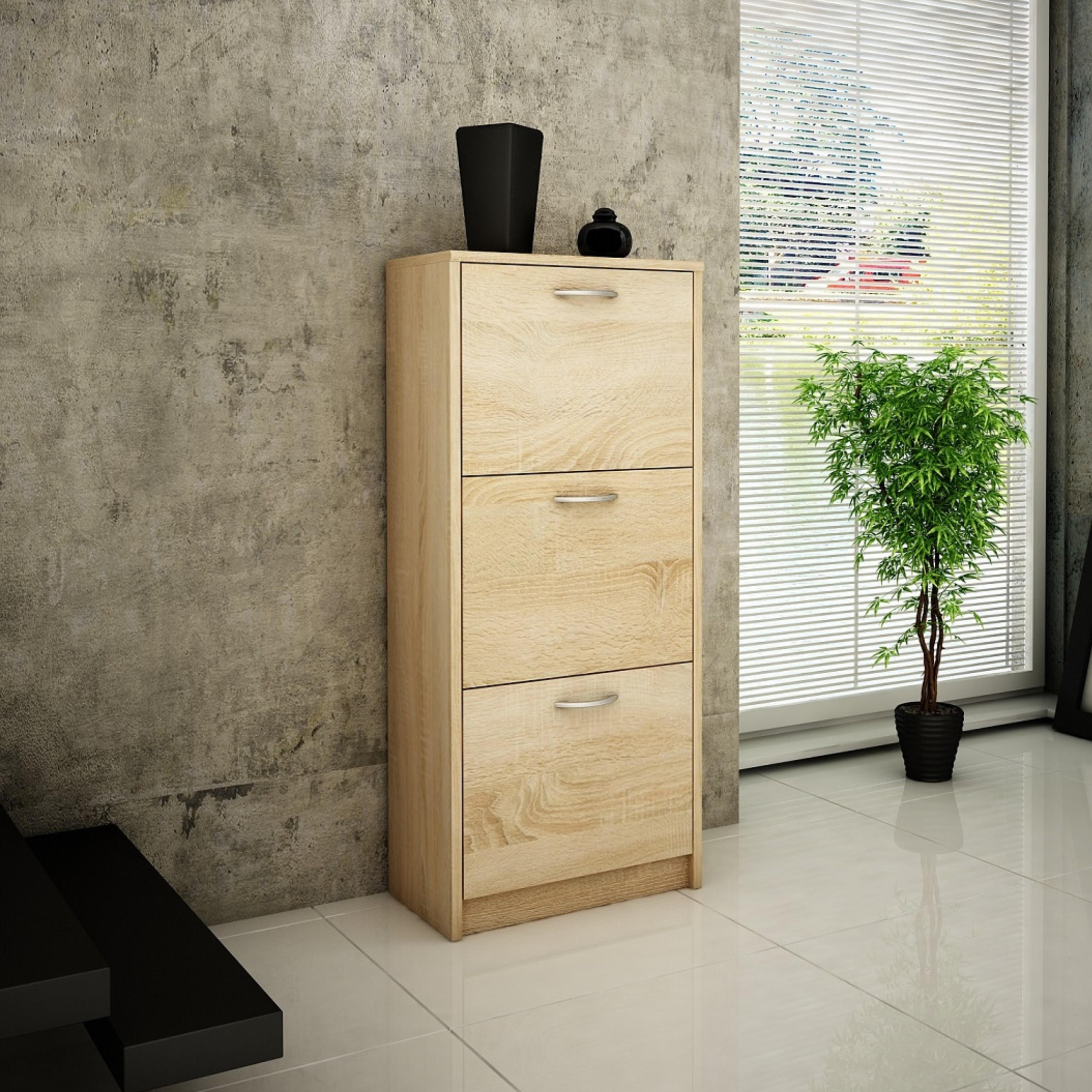 Thumbnail - Home Collective Schuhschrank, Sonoma Eiche, Holzwerkstoff, 50x116x28 cm, Garderobe, Schuhaufbewahrung, Schuhkipper