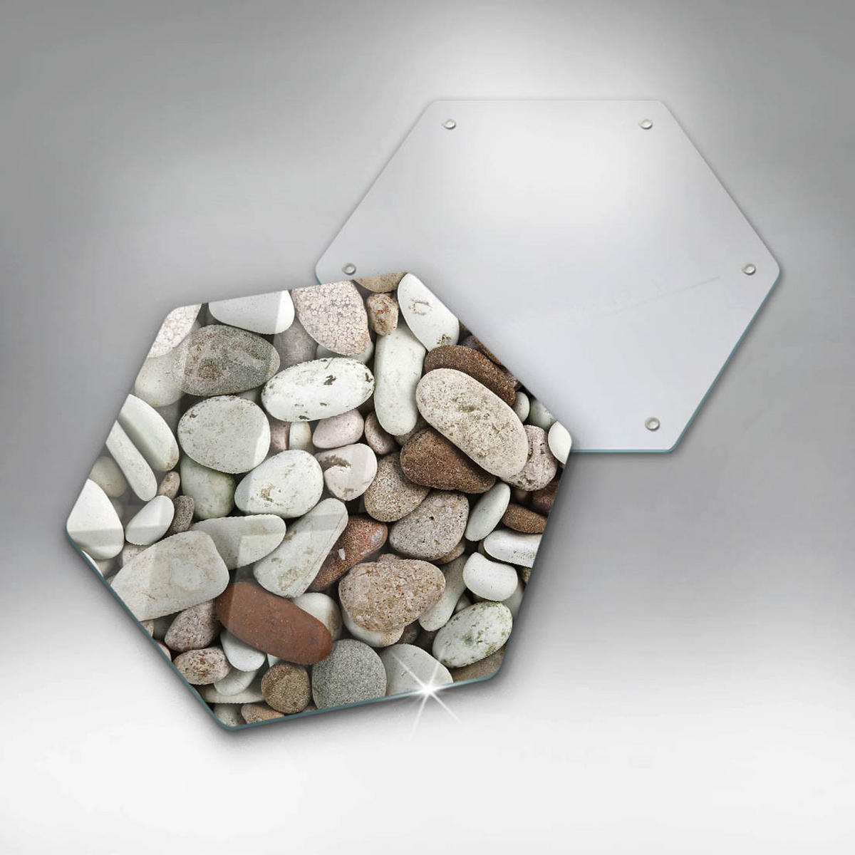 GLASPLATTE 40 cm Hintergrund kleine Steine - Hellgrau, Glas (40/40cm) - Wallfluent