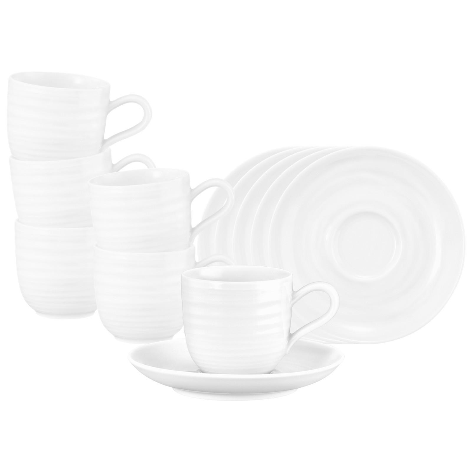 ESPRESSOTASSEN MIT UNTERTASSEN Terra Weiß 0,09 l 6er Set - Weiß, Keramik (12/7.8/12cm) - Seltmann Weiden