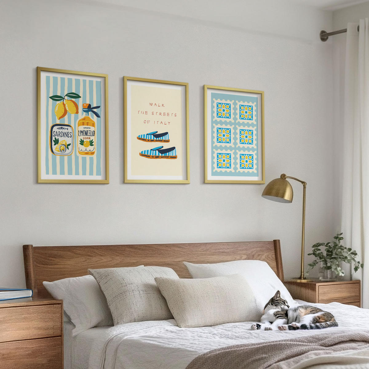 BILDER SET 3er Set - 40x60 cm Goldrahmen - Früchte, Elemente der italienischen Kultur - Goldfarben, Kunststoff (40/60cm) - TULUP