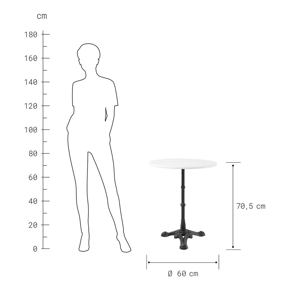 GARTENTISCH Castello - Schwarz/Weiß, Metall (60/60/71cm) - Butlers