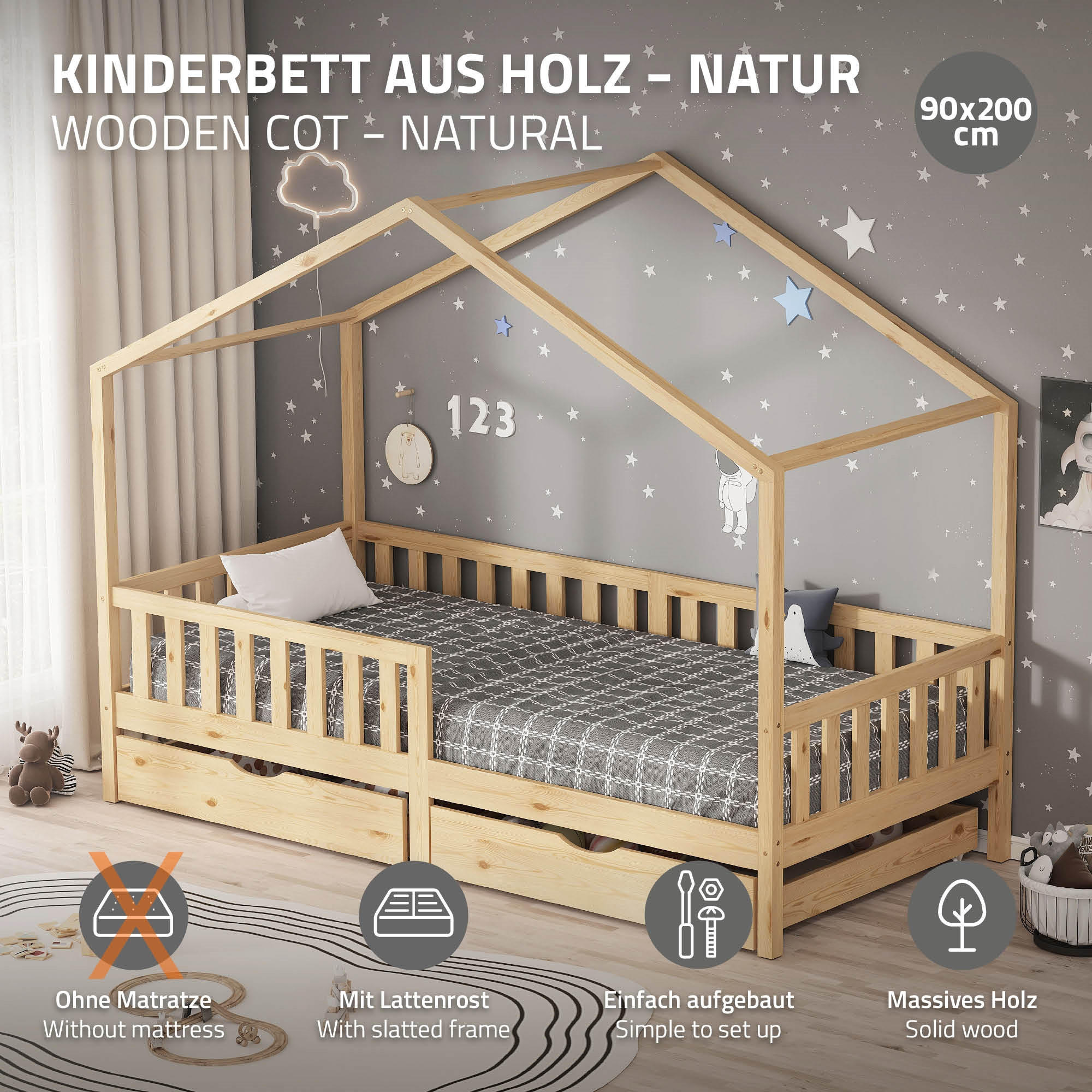 Ml-Design Hausbett Beige 90x200 cm