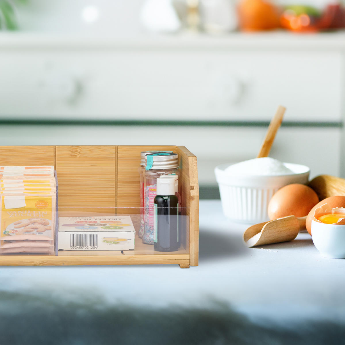 TEE-ORGANIZER - Hellbraun, Holz/Kunststoff (31/12/19cm) - Relaxdays