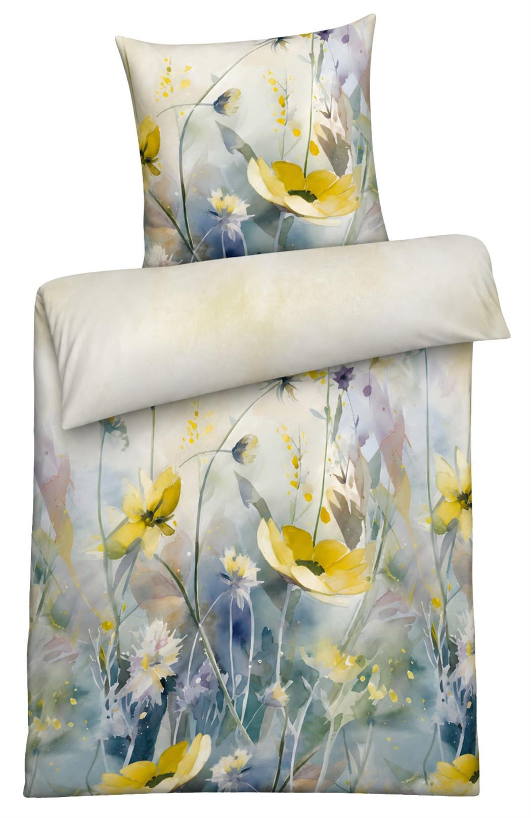 Carpe Sonno Mako-Satin-Bettwäsche Gelb 155x220 cm