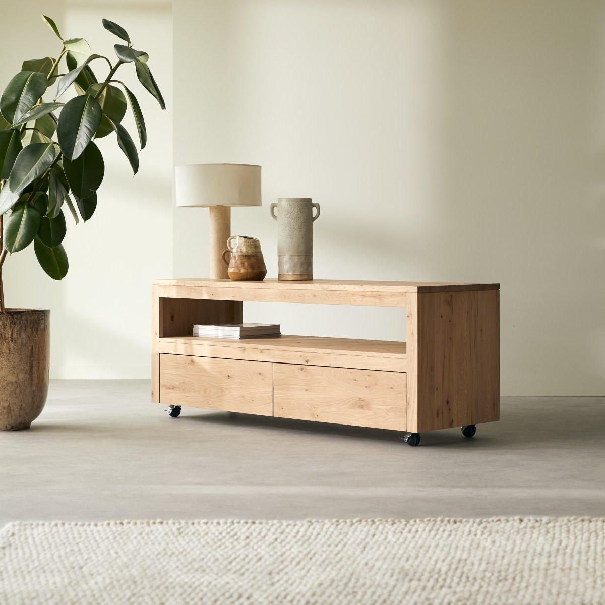 TV-SCHRANK Anoa Natur aus Eiche - Naturfarben, Holz (140/55/45cm) - Tikamoon