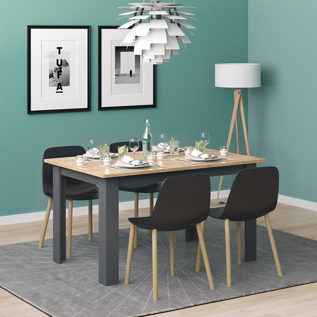 ESSTISCH Karlos Goldkraft Eiche 140 x 90 cm - Eiche Wotan, Holzwerkstoff (90/140/76cm) - Vicco