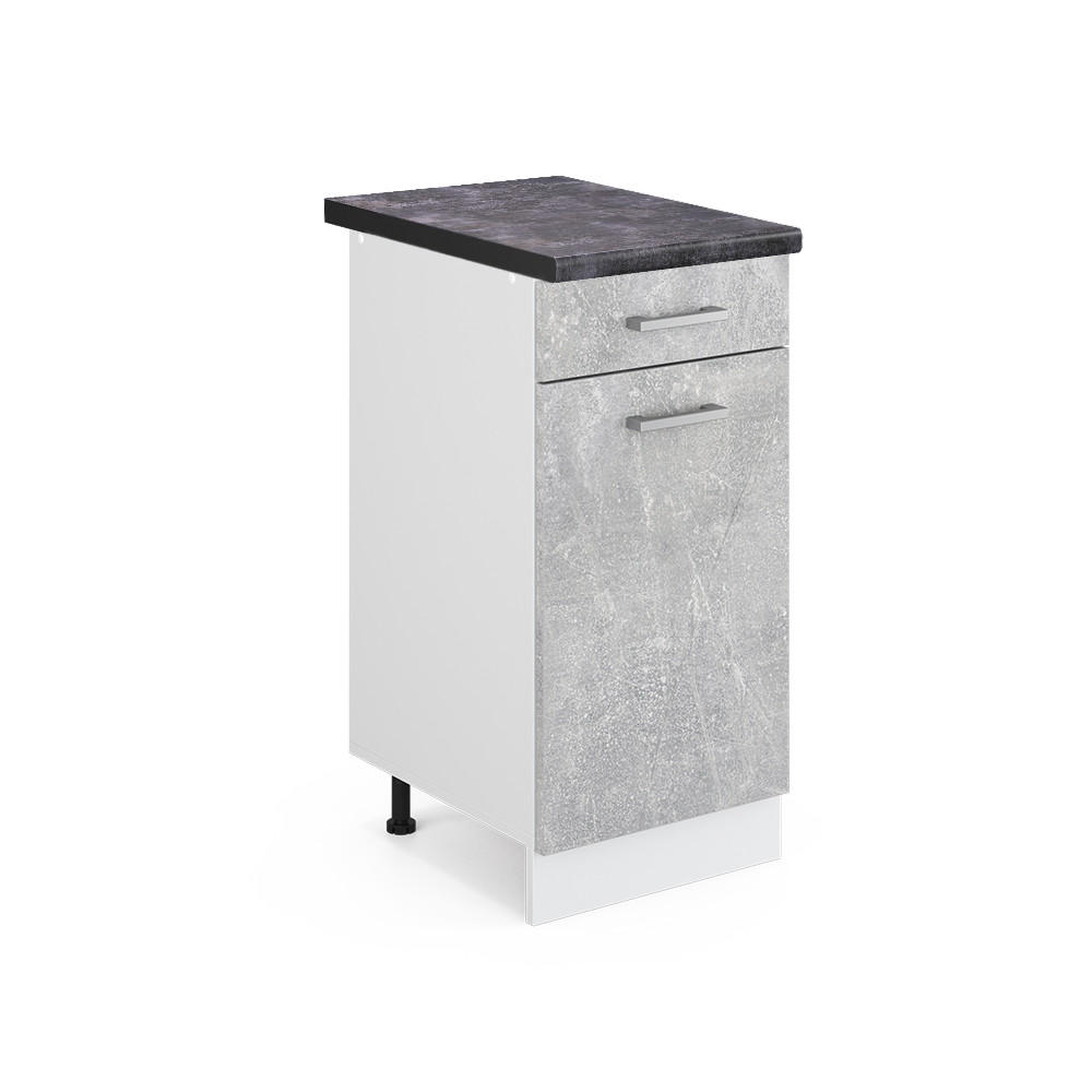 KÜCHENUNTERSCHRANK R-Line Beton 40 cm, AP Anthrazit - Schieferfarben/Weiß, Holzwerkstoff (40/81.6/60cm) - Vicco