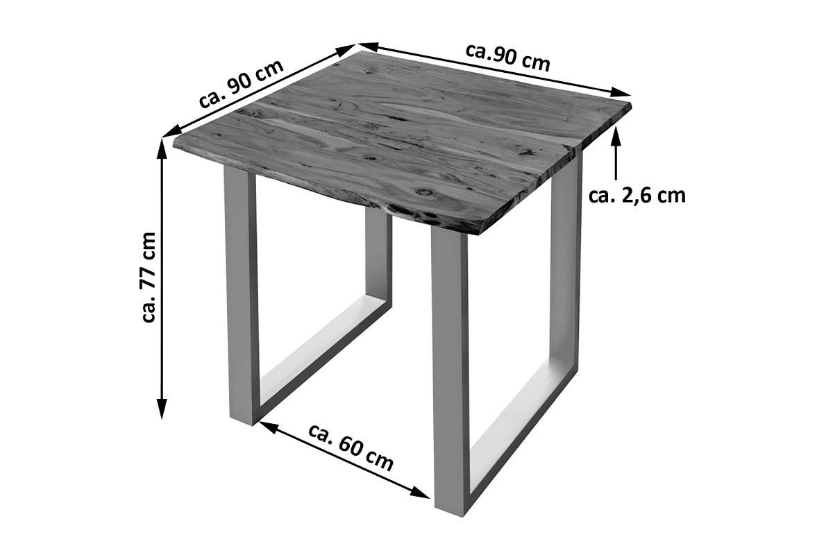 ESSTISCH LUBIN - Silberfarben/Braun, Holz/Metall (90/90/77cm) - SAM