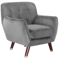 SESSEL Samtstoff grau Bodo - Dunkelbraun/Goldfarben, Textil (80/84/81cm) - Beliani