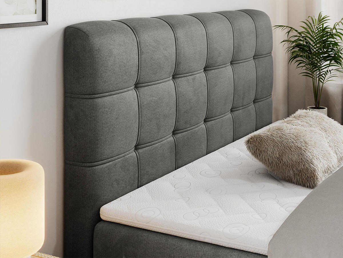 BOXBETT FAST 180/200 Dunkelgrau Velvet - H3 - Dunkelgrau, Holz/Textil (180/200cm) - MKS
