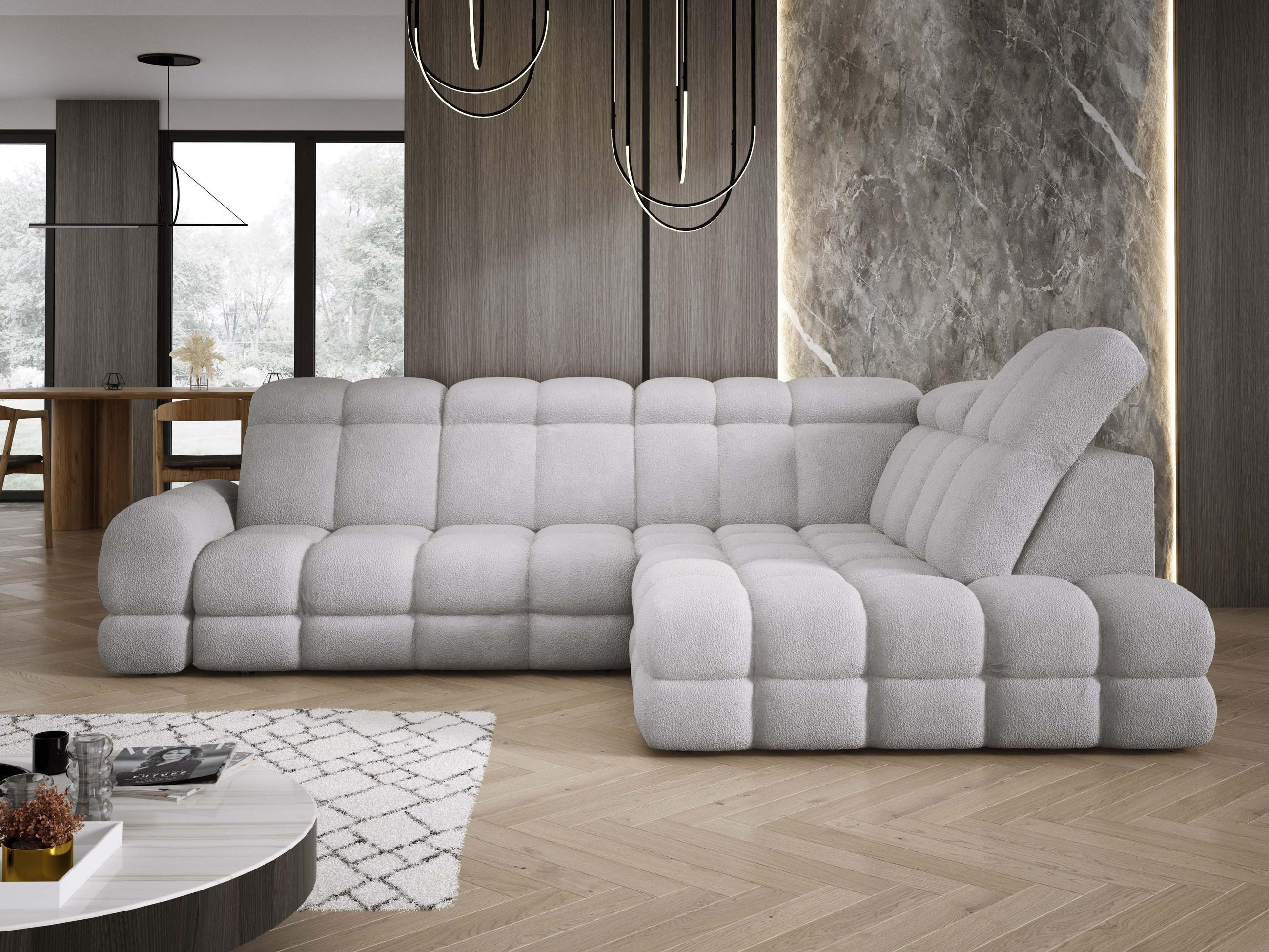 ECKSOFA TOLLO Anthology-stoff L-form 302x217x105 cm grau - Silbereichenfarben, Holz/Textil (217/302cm) - DomoHome